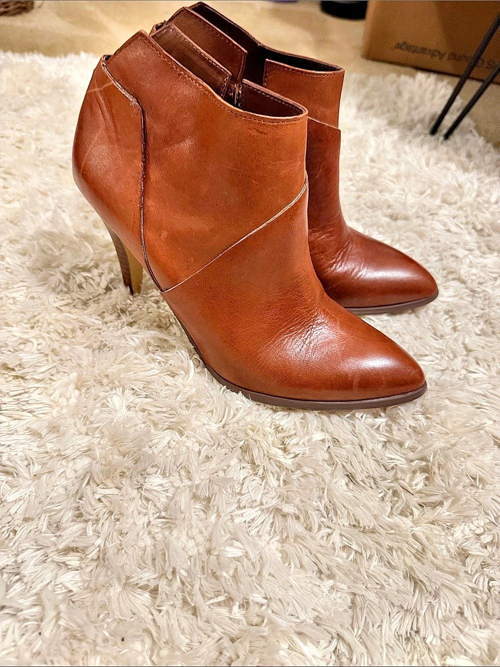 Carlos Women's Brown Pointed-Toe Heeled Ankle Boots